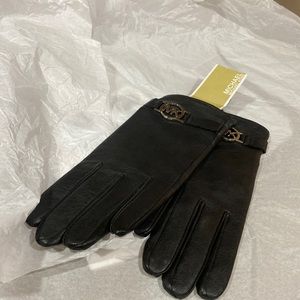 Michael Kors black leather gloves